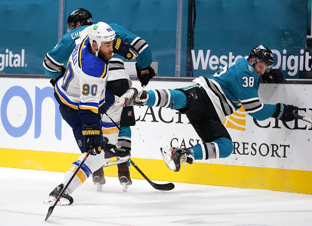 APTOPIX Blues Sharks Hockey
